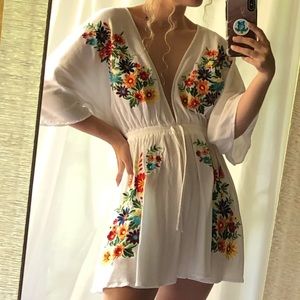 Small white forever 21 floral V-neck Cover Up